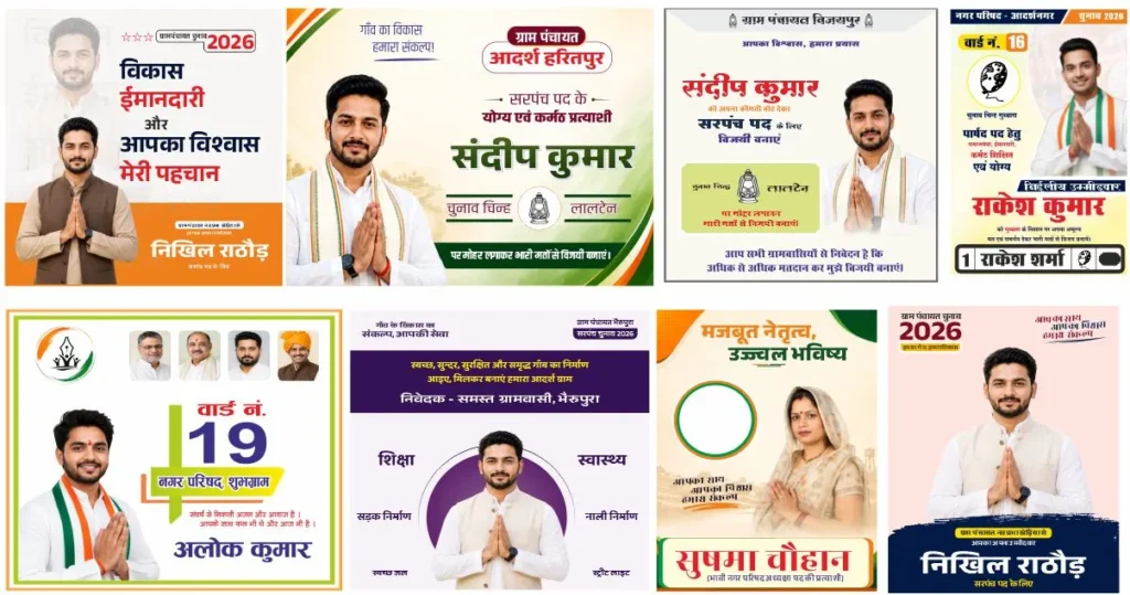 Chunav poster aur sarpanch banner CDR design collection - Vectonica