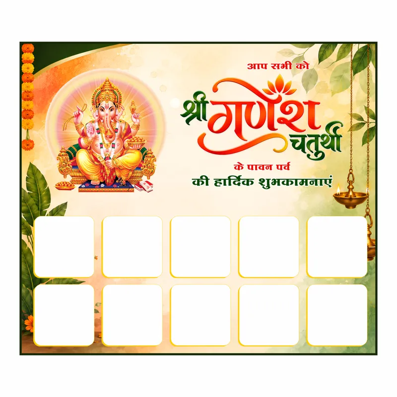 Ganesh Chaturthi Banner CDR – Photo Grid Design