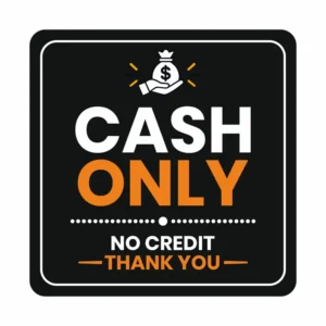Udhar band hai poster in english cash only no credit sticker